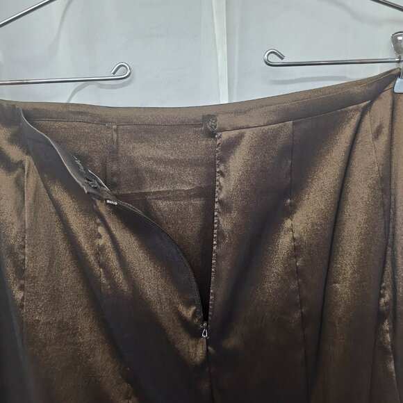 Tadashi Shoji Skirt Taffeta Brown Shimmery Maxi Goth Whimsigoth Formal 14 - Picture 5 of 10